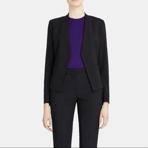Theory Black Open Blazer in Stretch Wool